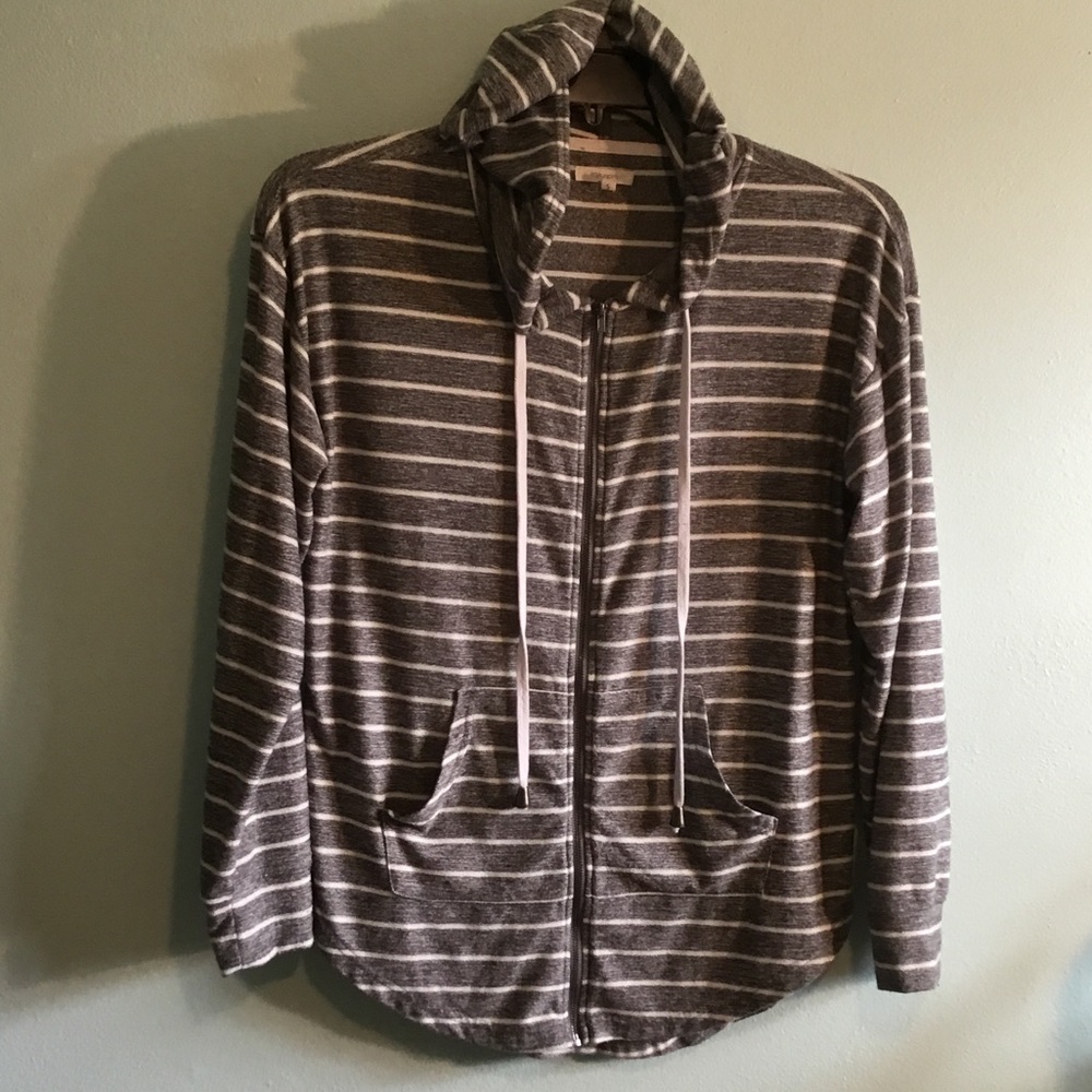 Maurices Lightweight Charcoal Striped Hoodie